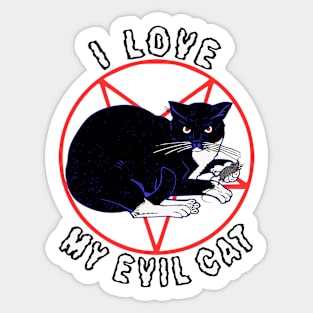 I Love My Evil Cat Sticker